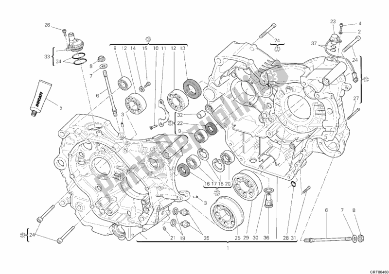 All parts for the Crankcase of the Ducati Hypermotard 796 USA 2010